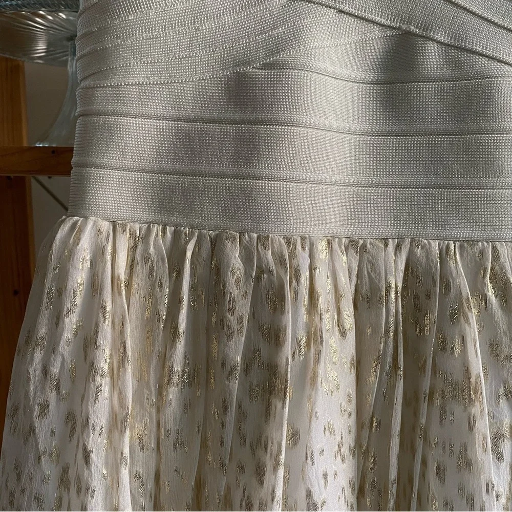 ERIN by Erin Fetherson Cream Gold Strapless Anabel Lurex Dress - Picture 9 of 16